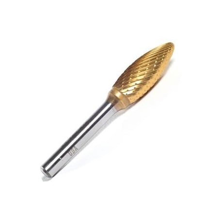 Champion Cutting Tool Flame Shaped Carbide Bur for Contouring Uncoated, 1/4in Cutter Dia., 5/8in Len of Cut, Double Cut CHA USH1